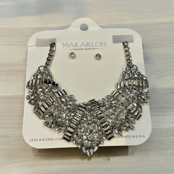 MAKARLON Crystal Statement Necklace & Earring Set, NWT - Picture 4 of 7